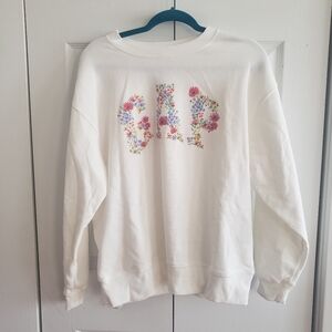 GAP Floral White Sweatshirt, Size L